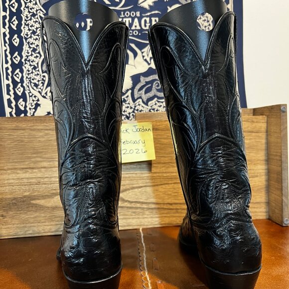 Lucchese Black Full Quill Ostrich Cowboy Boots in Men\'s 7EE/7.5D